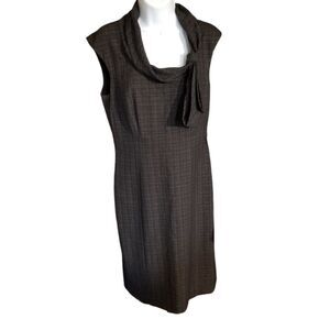 Nordstrom Classiques Entier Sz 6 Grey Sleeveles Sheath Dress Bow Cowl Neck Line